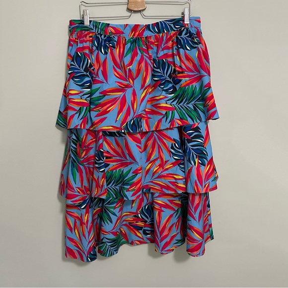 Tabitha Brown for Target Tropical Print Tiered Midi Skirt NWT Women’s Size Large - Picture 3 of 11